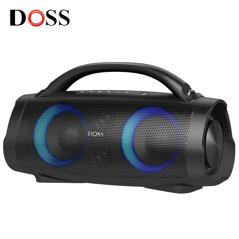DOSS-altavoz portátil con Bluetooth, potente sonido estéreo de 100W, Subwoofer de graves, caja de sonido TWS IPX6, altavoz inalámbrico impermeable para exteriores
