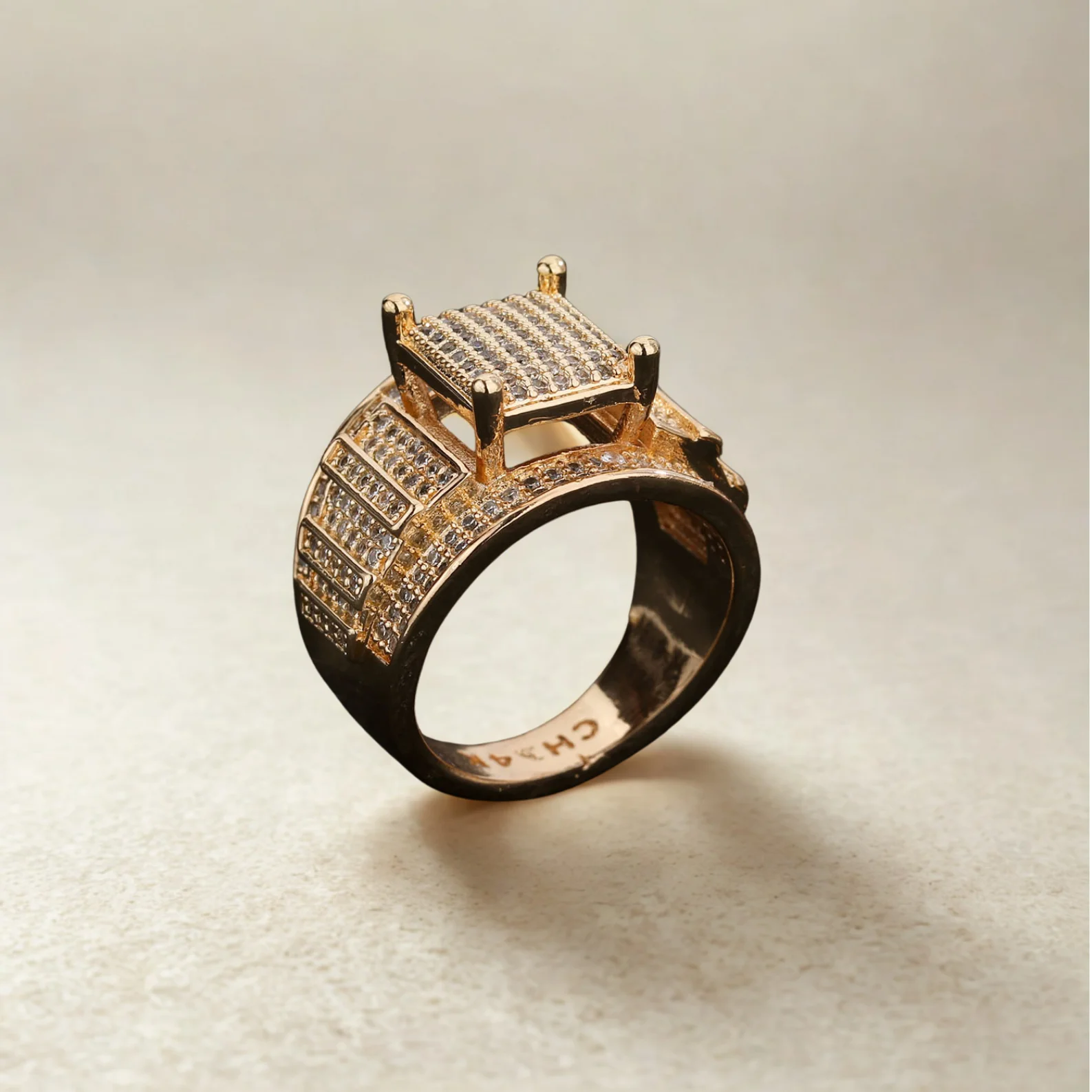 مجوهرات الهيب هوب خاتم تاج ثلاثي الأبعاد 14 قيراط مطلي بالذهب مادة نحاسية 8/9/10 ذكرى زفاف نسائية #2