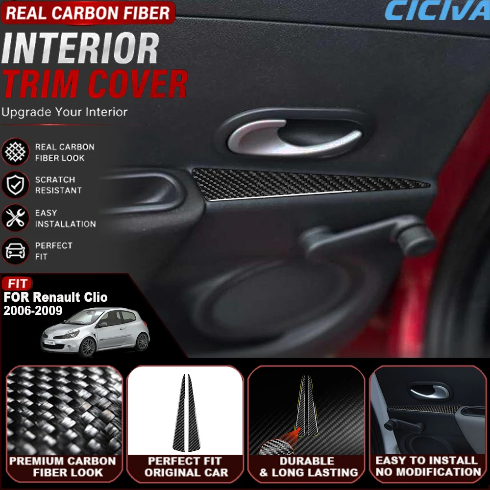 Real Carbon Fiber Car Rear Door Lift Panel Trim Cover Soft Sticker For Renault Clio3 X85 2006 2007 2008 2009