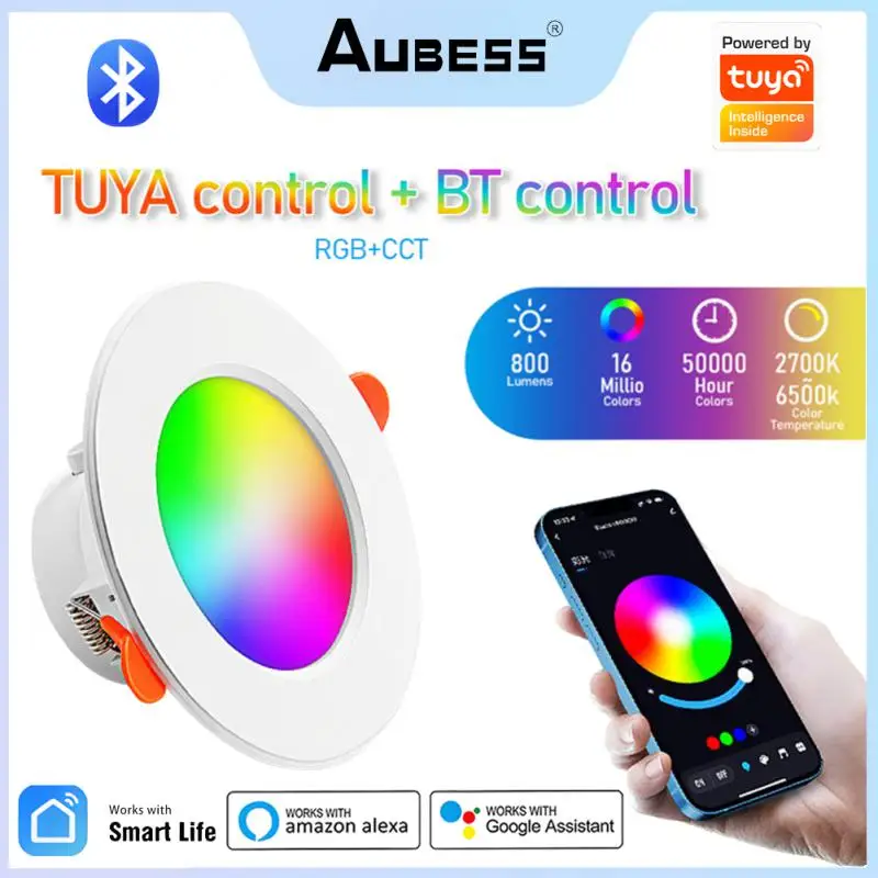 Tuya Bluetooth Smart Compatible Downligh Tuya Bluetooth Control Tuya Downlight Control 10/15W RGBCW Color Change Warm Lamp