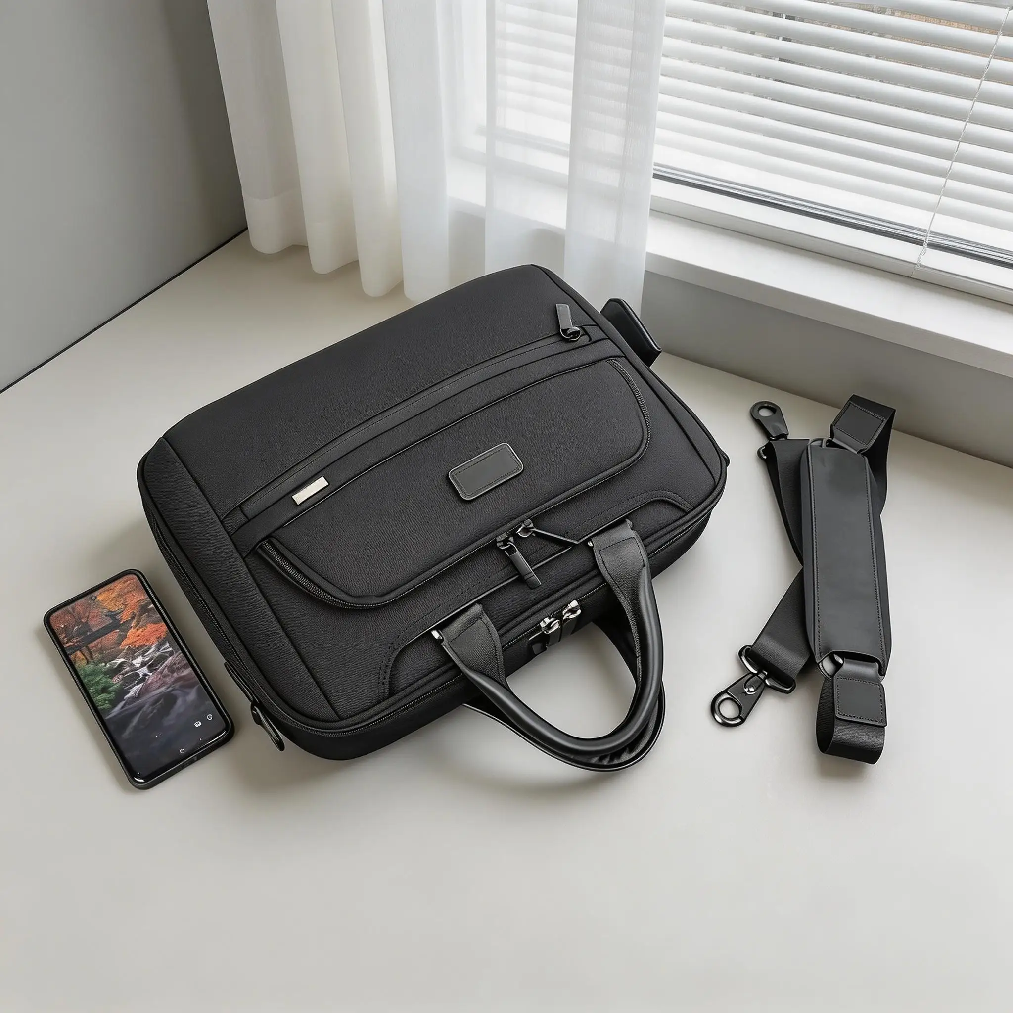 Men Business Travel Briefcase, Ballistic Nylon Stylish Hand‑Carry Crossbody Casual Shoulder Bag