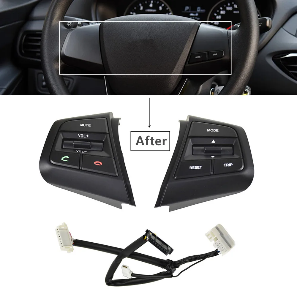 

For Hyundai ix25 (creta) 2019 Steering Wheel Cruise Control Buttons Remote Volume button switches car accessories Blue backlight