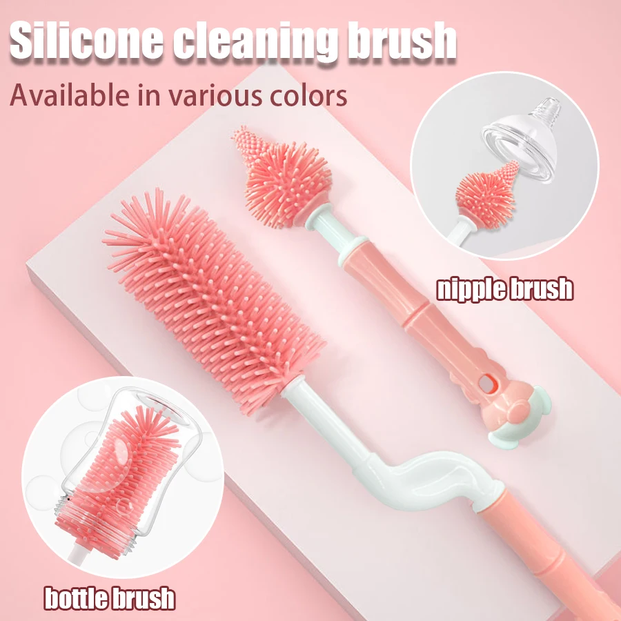 360 Degree Portable Silicone Cleaning Brush Set - Soft polypropylene handles for gentle scrubbing and easy cleaning,space saving