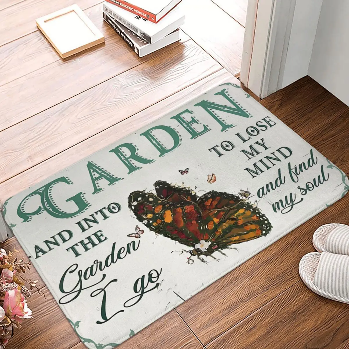 Into The Garden I Go To Lose My Mind And Find My Soul 40x60cm Carpet Polyester Floor Mats Retro Bathroom Outdoor