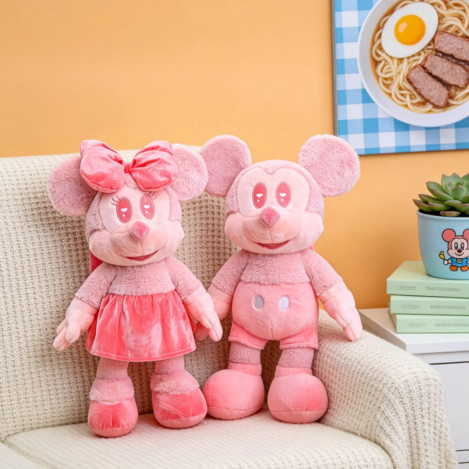 

Плюшевые куклы Дисней Микки и Минни в розовых костюмах, декоративные подвески для свадебной кровати, романтические подарки для пары на свадьбу