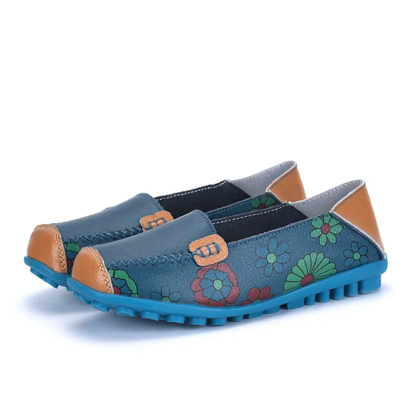 2024 spring autumn women flats genuine leather shoes slip on ballet flats women flats print woman shoes moccasins loafers shoes