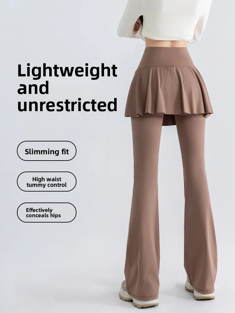 하이웨이스트 슬리밍 요가 스커트 모달 피트니스 팬츠 9부 길이 캐주얼 폴리에스터 나일론 원단 케트 아크 팬츠