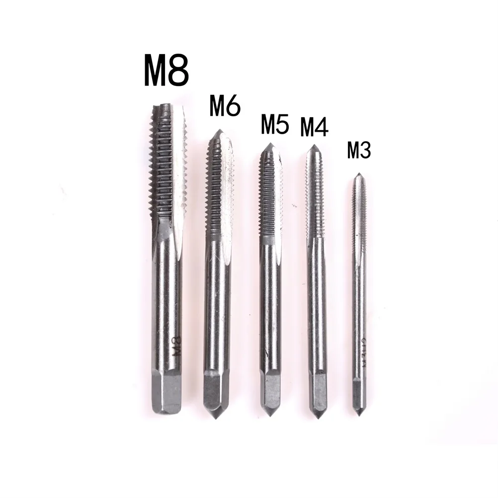 5pcs Thread Tap Drill Bit Set Screw Thread Taps M3-M8 Right Hand Metric Hand Taps For Metalworking Plug Taps Tools