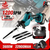 3600W Brushless Electric Reciprocating Saw 12000SPM Cordless Chain Saw Wood Pipe Cutting Power Tools For Makita 18V Battery