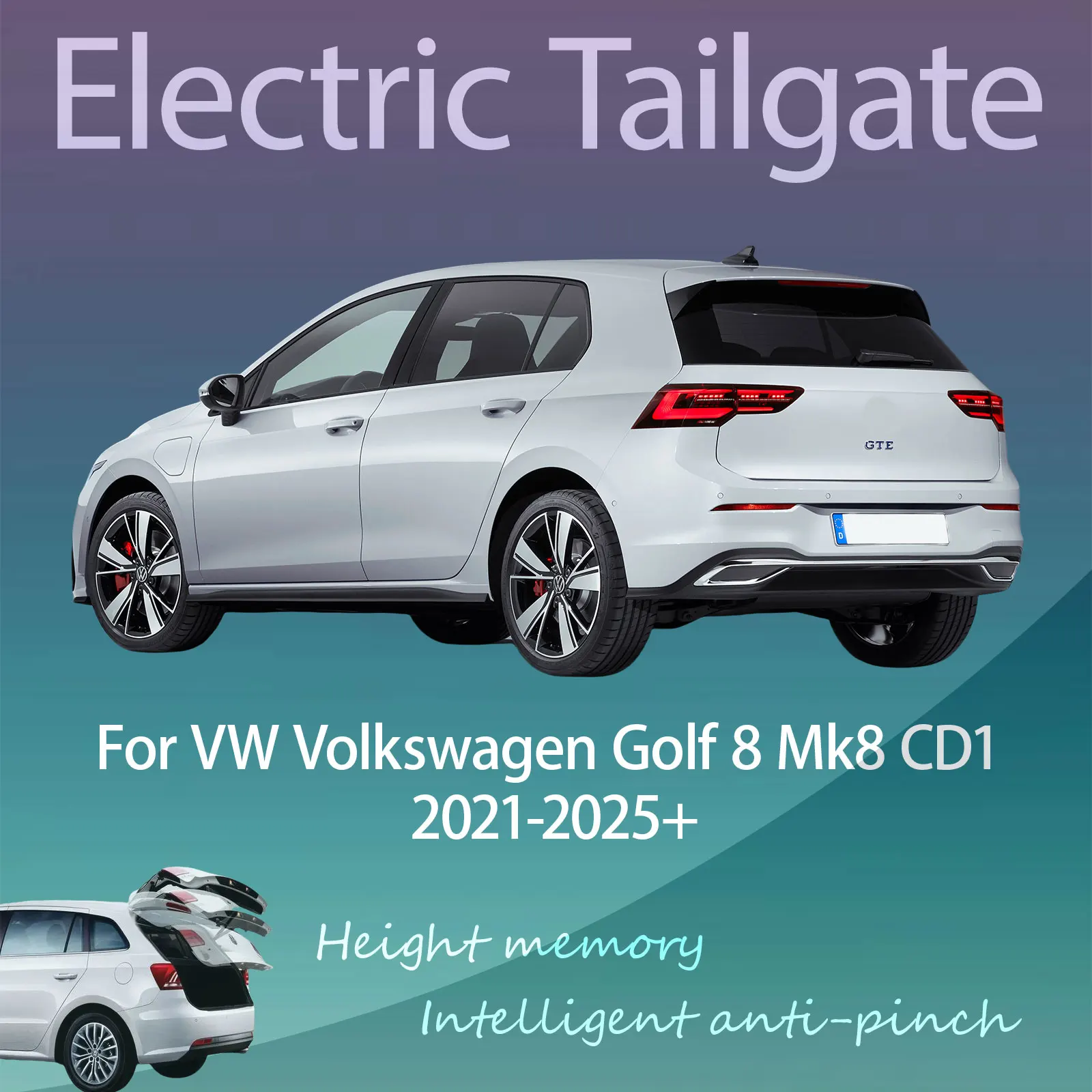 For VW Volkswagen Golf 8 Mk8 CD1 2021-2025+ Electric Tailgate Hands Free Operation Dual Rod Electric Trunk Suction Smart Control