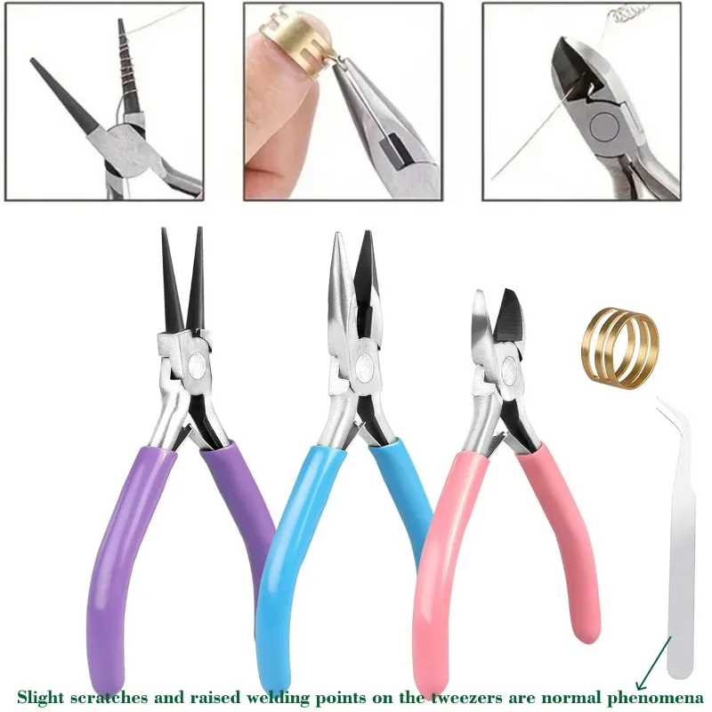 Metal Pliers Tool Set  Mini Pointed Pliers Handmade Tools Decorative Accessories Round-mouth Wire Winding Pliers