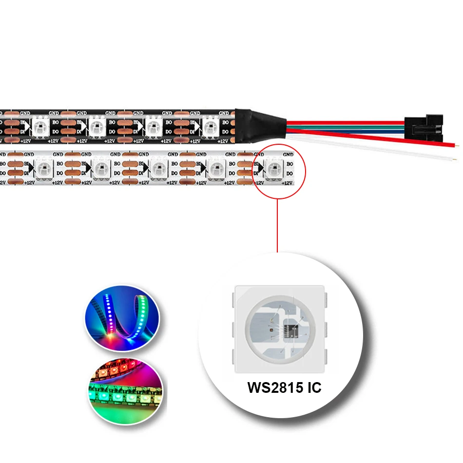 DC12V WS2815 LED Chip 5050 RGB Intelligent Control Signal Break-point Continuous Transmission Full Color Addressable 10-1000PCS