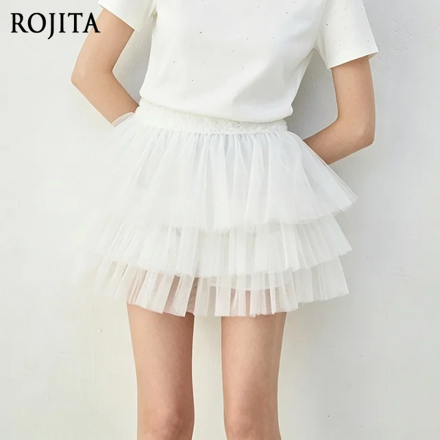 Ballet Style Mini Skirt Women Summer Elastic Waist Ruffle Light Multi-layer Mesh Fluffy Cake Skirt Black Tulle Tutu Skirt