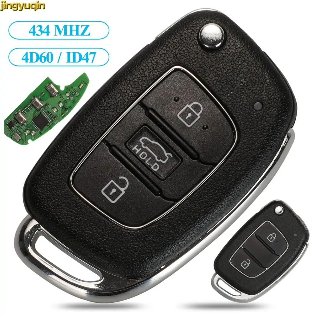 

Jingyuqin Remote Flip Car Key Control 433.95/434Mhz 4D60 For Hyundai Verna RKE-4F30 2015DJ2837 Original Factory 2/3 Button