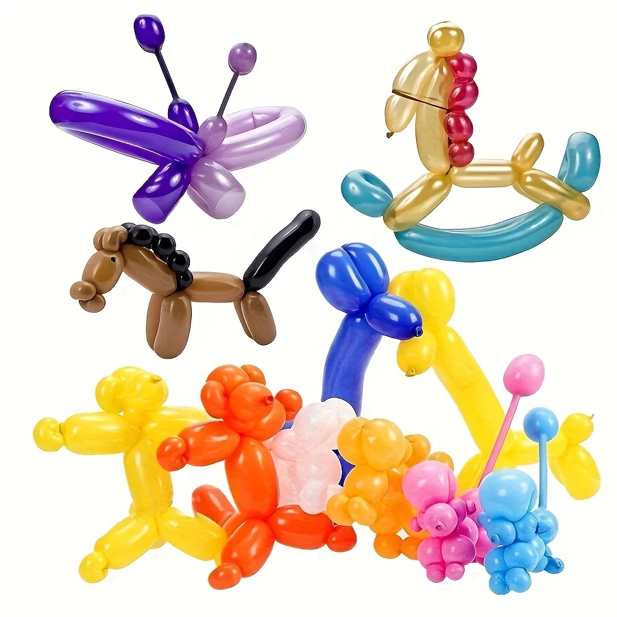 50/100/200 Stück magische mehrfarbige lange Latexballons mit Pumpe für Tiergirlanden Clown Geburtstag Hochzeit Party Dekorationen JXB – Detail 5