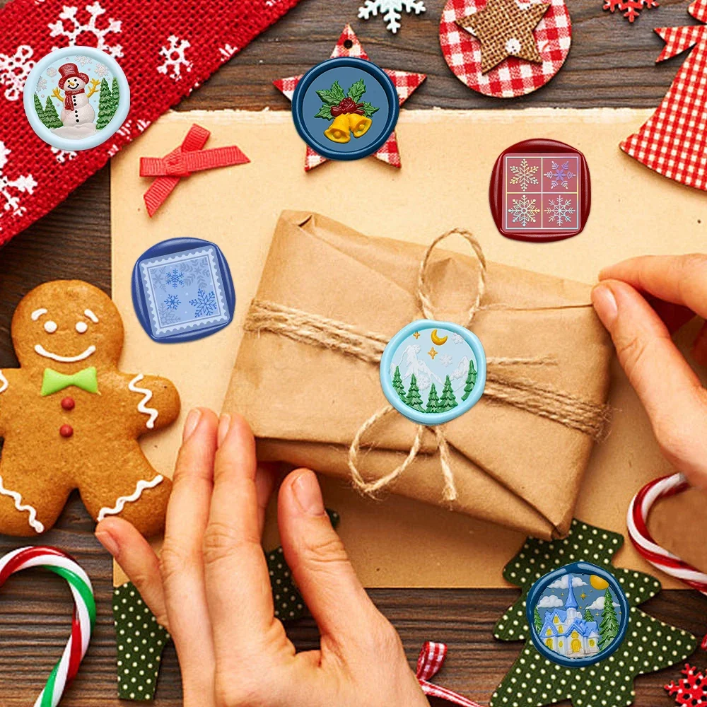 

Christmas Wax Seal Stamps Head With Handle Retro Xmas Sealing Wax for Decorating Envelopes Invitations Gift Card Christmas Craft