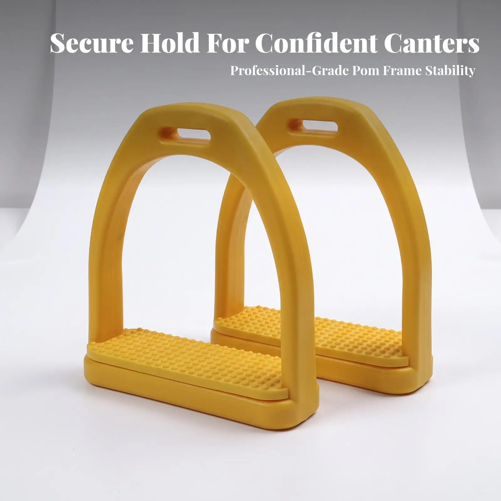 Equestrian Stirrup for Horseback Riding with Arched Frame and Grip Pad for Secure Foot Positioning During Use