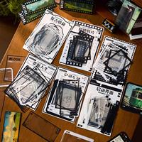 15pcs/pack vintage black and white film PVC stickers collage Junk Journal scrapbook material diary album decoration stickers