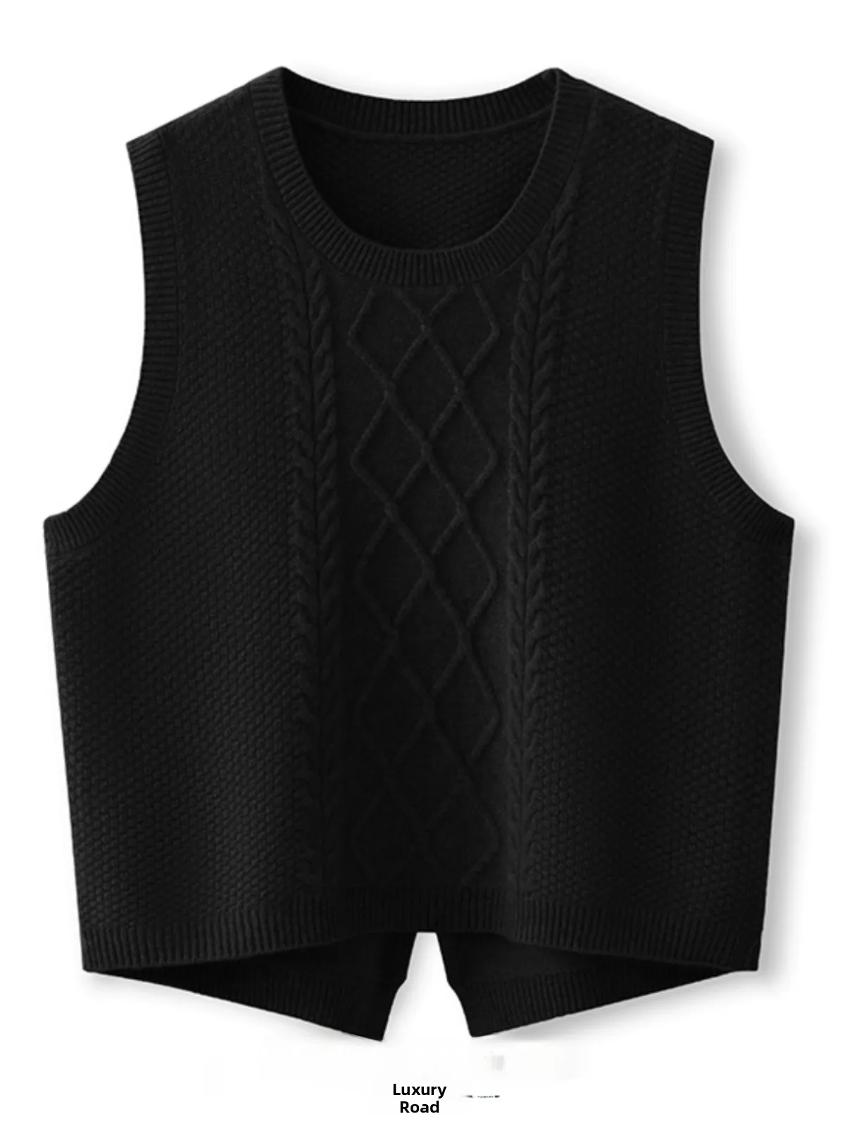 

Женский вязаный жилет из чистой шерсти с круглым вырезом, модный универсальный свитер-жилет, осень 2024, стандартная длина, цветной шерстяной бленд