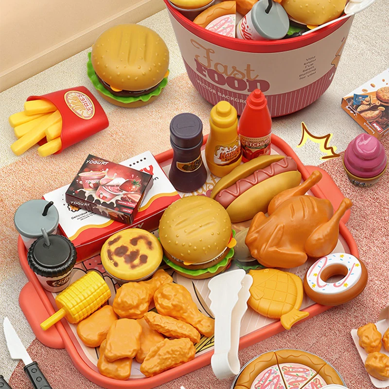 子供食品キッチンおもちゃセット女の子ごっこ遊びシミュレーションパンバーガーピザ調理ゲームキッチンプレイ小道具アクセサリー