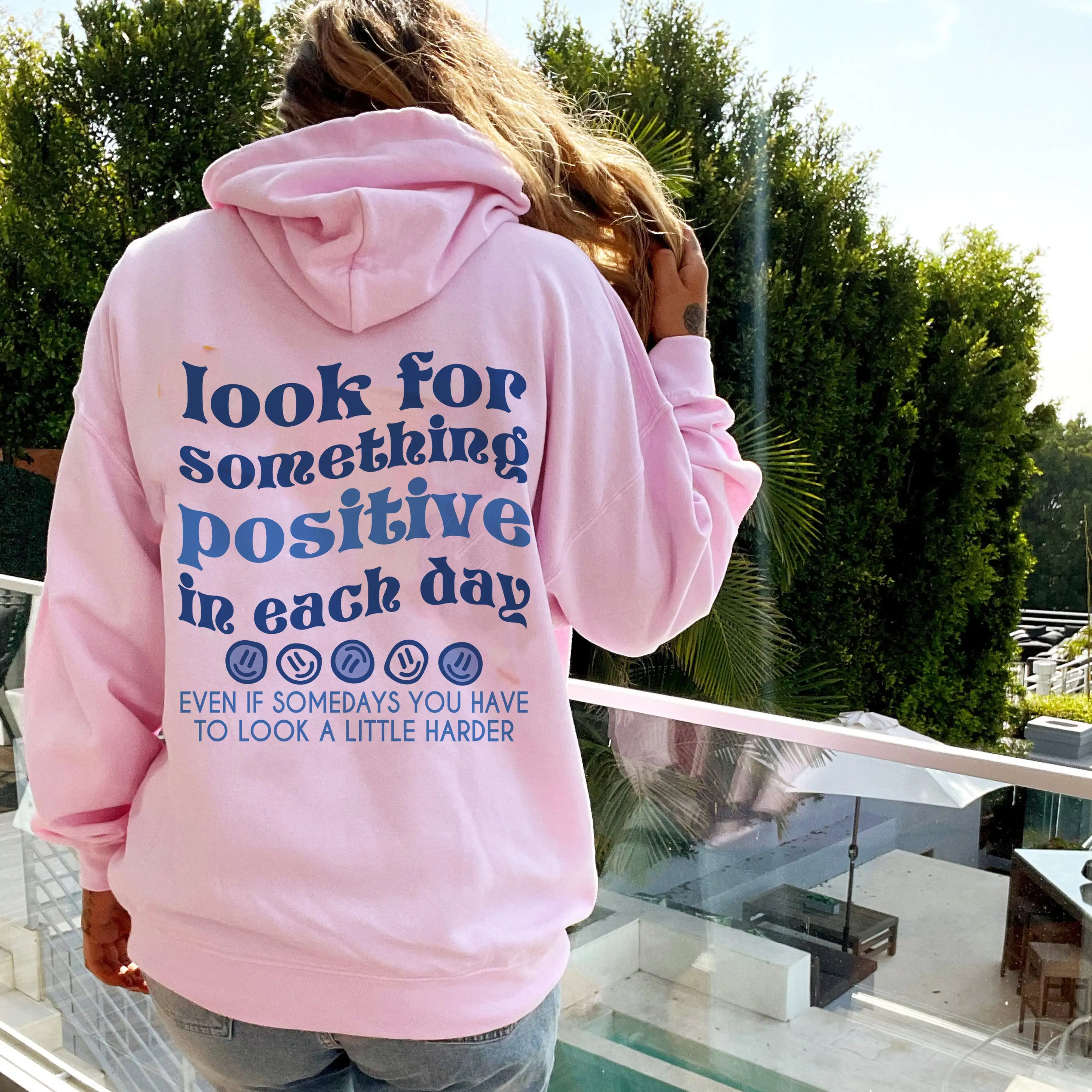 

Colored Look for something positive in Each Day Hoodie Women Hoody Sweatshirts Pullovers unisex pure cotton top jumper hoodies