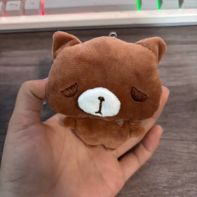 Adorable Brown Bear and Little Black Cat Plush Toy Pendant Cartoon-style Cute Book Bag Decoration Small Pendant view 4