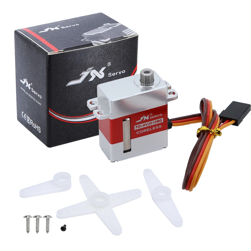 

JX Servo PDI-HV2010MG 11 кг с металлической шестерней, полный алюминиевый сервопривод с ЧПУ, бессердечный HV, цифровой мини-сервопривод для радиоуправляемых автомобилей, планер, вертолет, модель робота