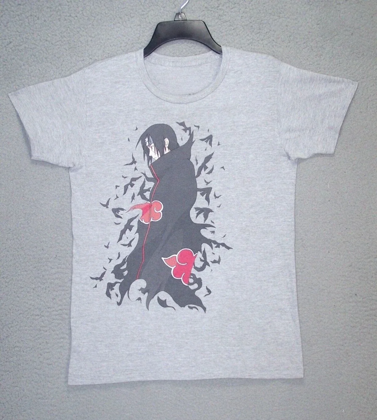

SummerNaruto Shippuden Shirt Adult Small Grey Short Sleeve Japanese Anime Itachi Mens Shirt All Size Animation Authorization