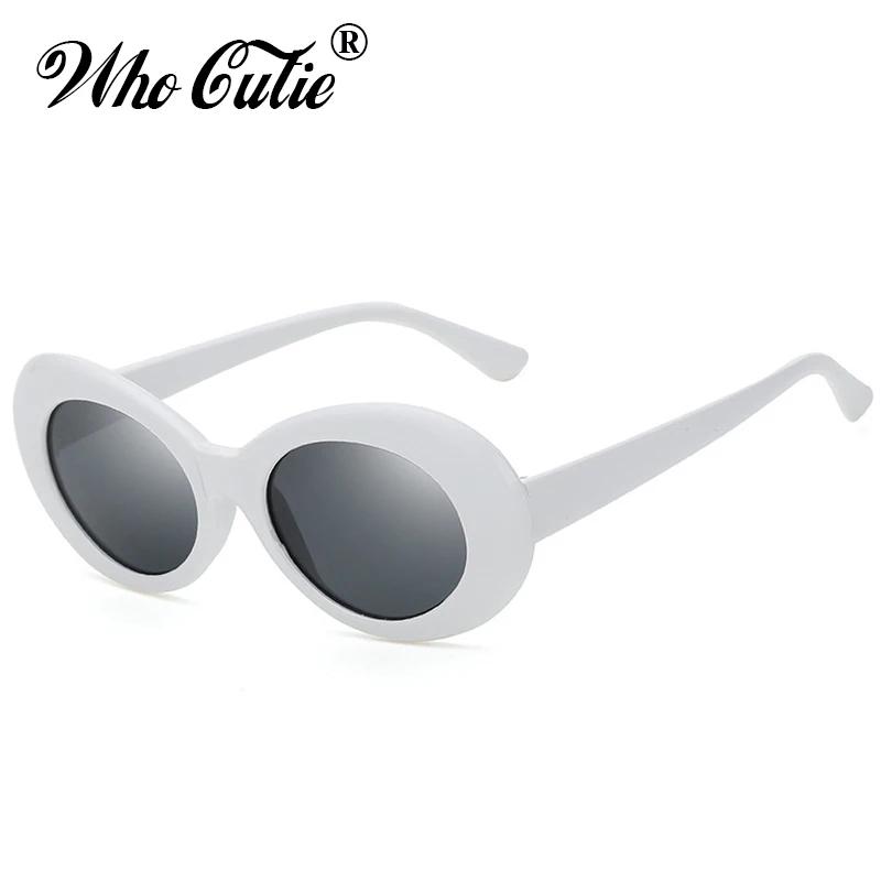 WHO CUTIE New 2023 Vintage Small Oval Sunglasses Men Women Brand Designer 90S Retro White Leopard Frame Shades Sun Glasses OM524