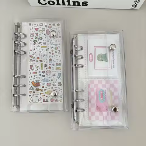 A6 Narrow Loose Leaf Cover, 10pcs 1 Grid 2 Grid 3-inch Storage Bags, Postcards Binder Collect Book Organizer