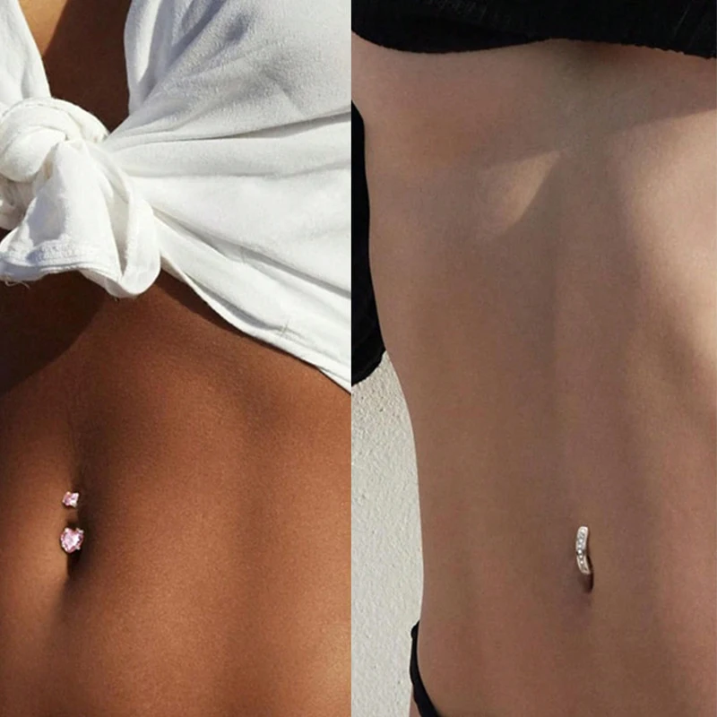 6/8 Uds. Conjunto de anillos sexis para ombligo, anillos para Piercing en el ombligo con circonita en forma de corazón para mujeres y niñas, accesorios de joyería para Piercing corporal, regalos