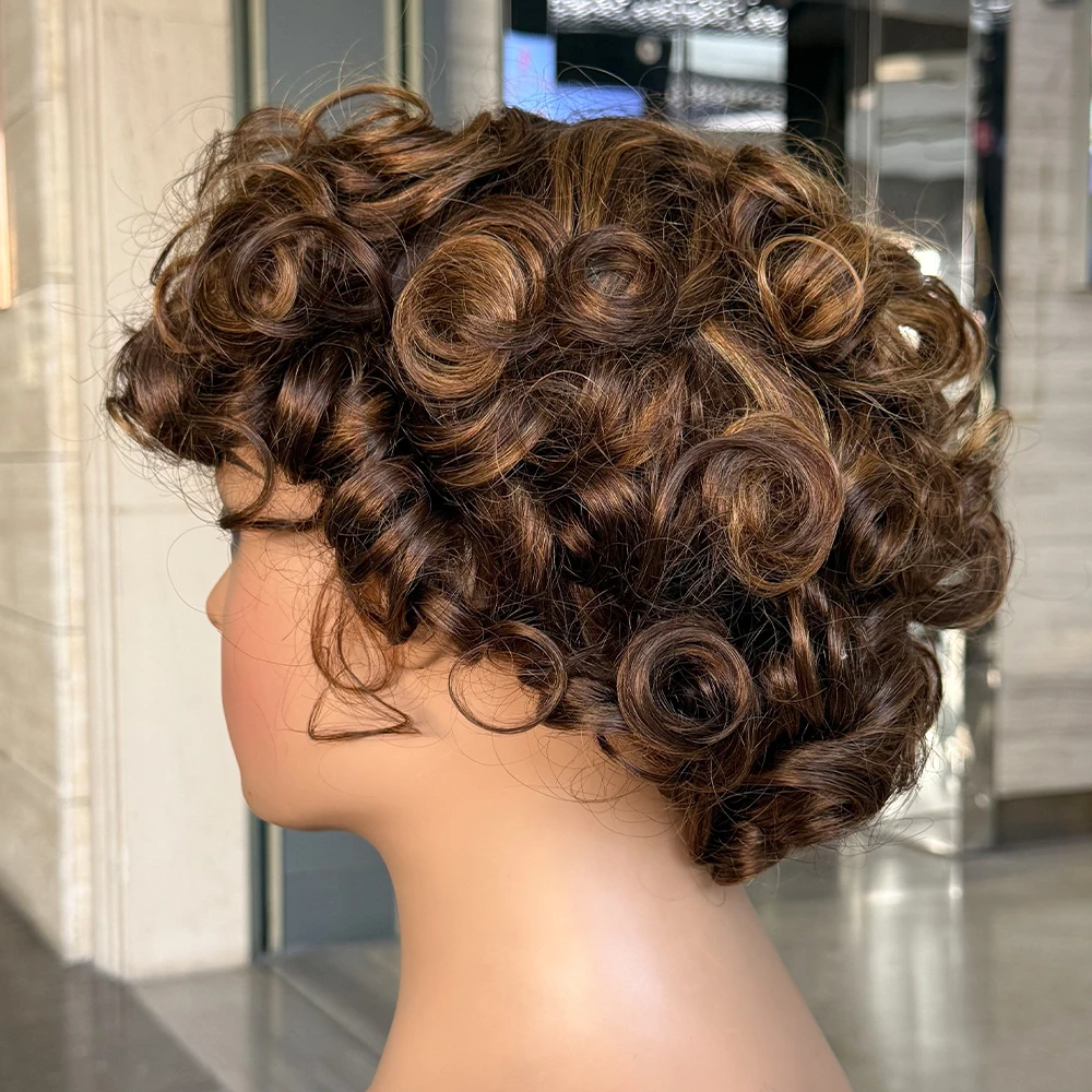 كامل آلة صنع فضفاض نطاط شعر بشري قصير الباروكات نطاط مجعد لا الدانتيل غلويليس الباروكات مع بانج عابث قطع بوب شعر مستعار للنساء