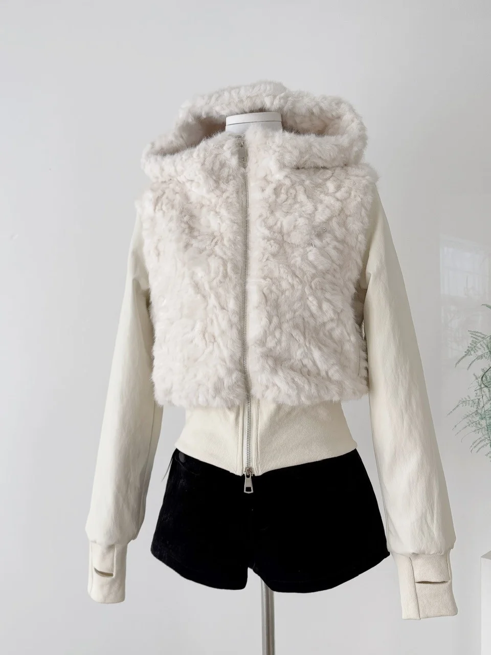 معطف شتوي نسائي ort ملابس خارجية فروي صديقة للبشرة وسحاب وخصر طويل مزيج بوليستر قطني دافئ #1