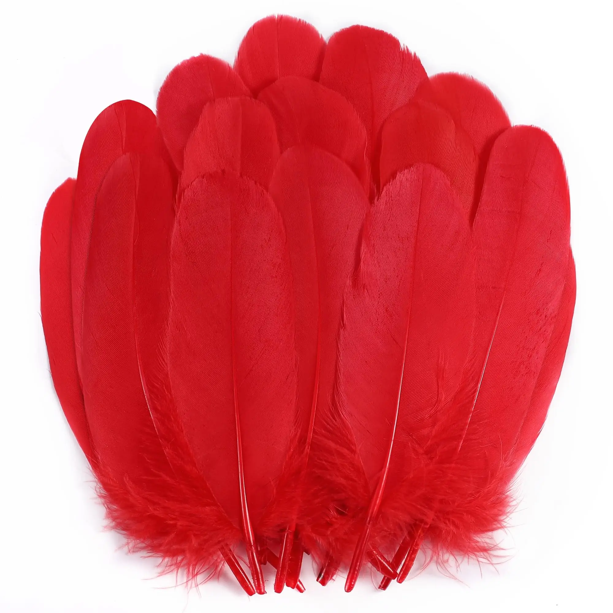 

Red Goose Feather 13-17Cm DIY Craft Feathers For Headpieces Earrings Bags Costume Accessories Halloween Party Decoration