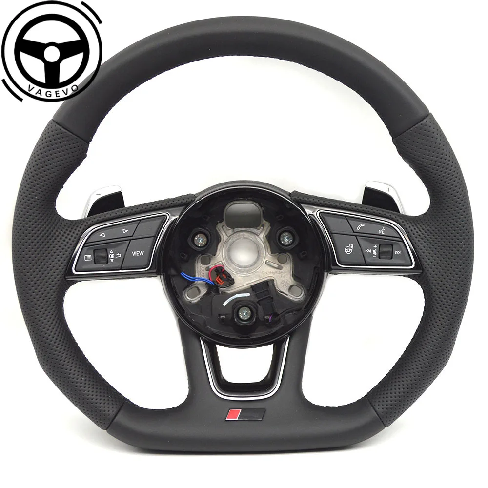 

Heating steering wheel for Audi A4 B9 S LOGO black stitching leather perforated multifunctional with paddles