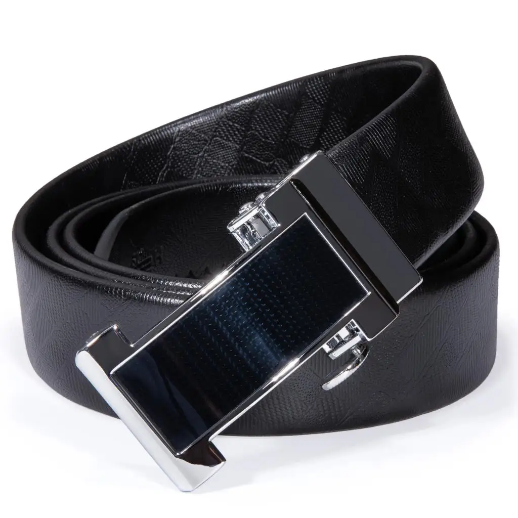 

Luxury Belts for Men Black Leather Silver Metal Automatic Buckle Rachat Casual Formal Cowskin Waistband Male Straps Barry.Wang