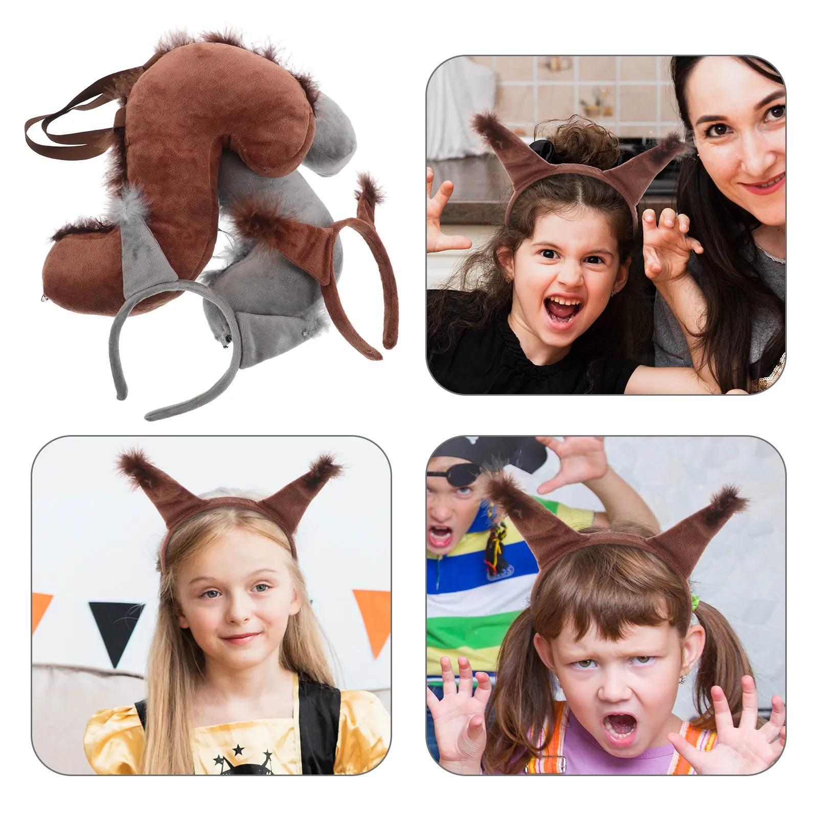 

2 комплекта: набор повязок на голову с мультяшными животными, уши и хвост белки, милый аксессуар для костюма, для Хэллоуина, вечеринок в зоопарке, косплея, унисекс аксессуары