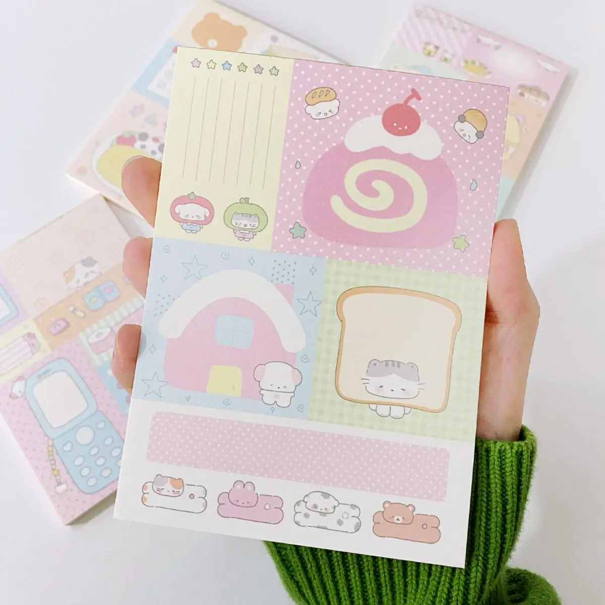 Bloc de notas de papelería Kawaii, Material para álbum de recortes, papel de notas multipliegue, accesorio para oficina, libro decorativo, 50 hojas por paquete