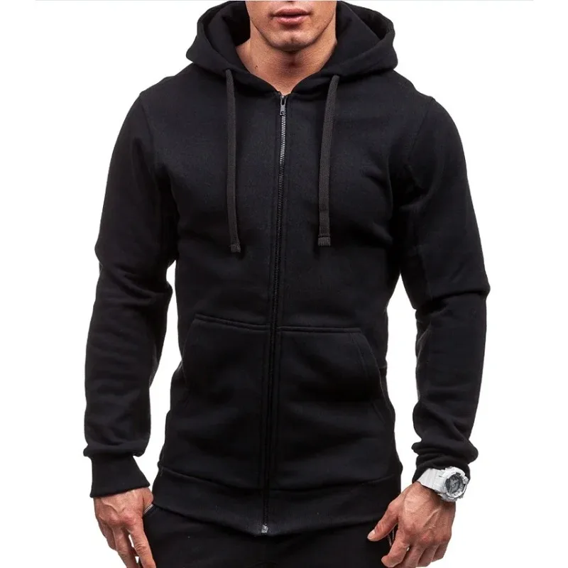 MRMT 2024 New Men\'s Casual Hoodie Zipper Hoodie Coat Fashion Trend Solid Color Cardigan Fitness Hoodie Comfortable