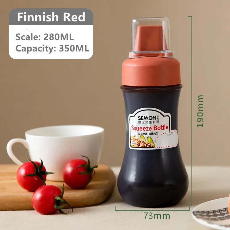 350ML Sauce Squeeze Bottle Five Hole Plastic Ketchup Bottle Sauce Honey Dispenser Container Kitchen Condiment Olive Oil Bottles