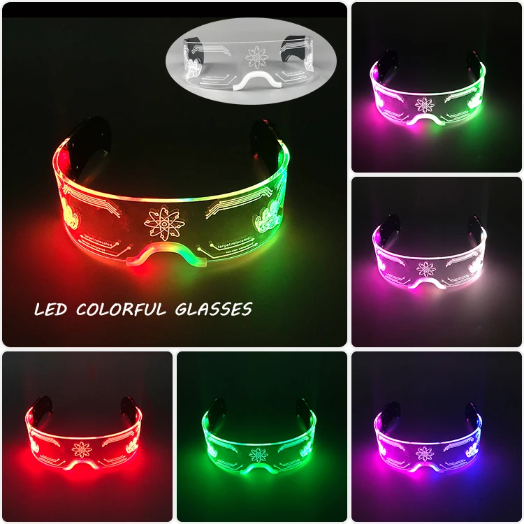 Coole leuchtende LED-Brille, blinkende Partybrille, futuristische transparente LED-Brille für Nachtclub, DJ, Tanzparty-Dekoration – Detail 16