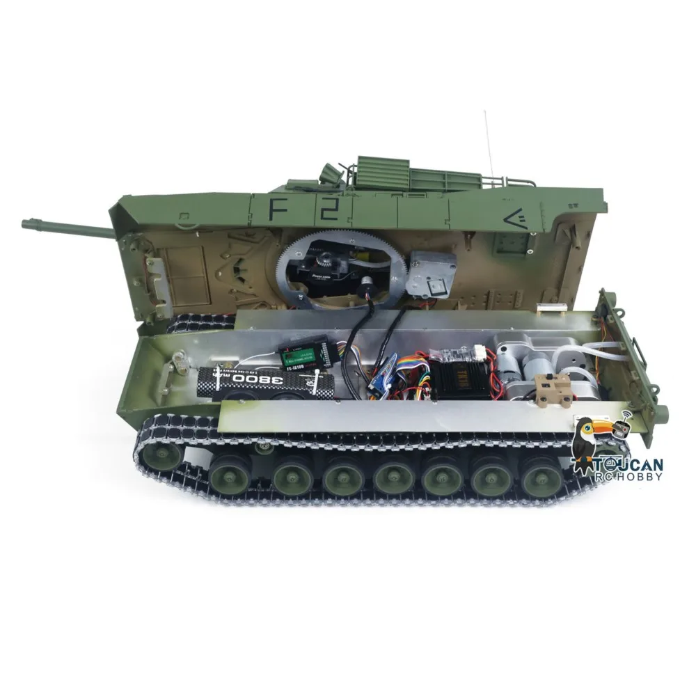 1:16 TOUCAN Remote Control Battle Tank 3918 Abrams M1A2 Metal Gearbox 360 Rotation Barrel Recoil Elevation Laser Aiming Light