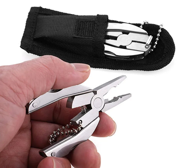 Mini Vouwen Tang Rvs Inklapbare Mes Sleutelhanger Schroevendraaier Draagbare Mini Tang Camping Survival Multifunctionele Gereedschap