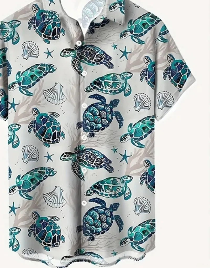 الصيف السلاحف ثلاثية الأبعاد طباعة هاواي شاطئ قمصان الرجال النساء عادية موضة الشارع الشهير قصيرة الأكمام قميص بلوزة Harajuku رجل الملابس #3