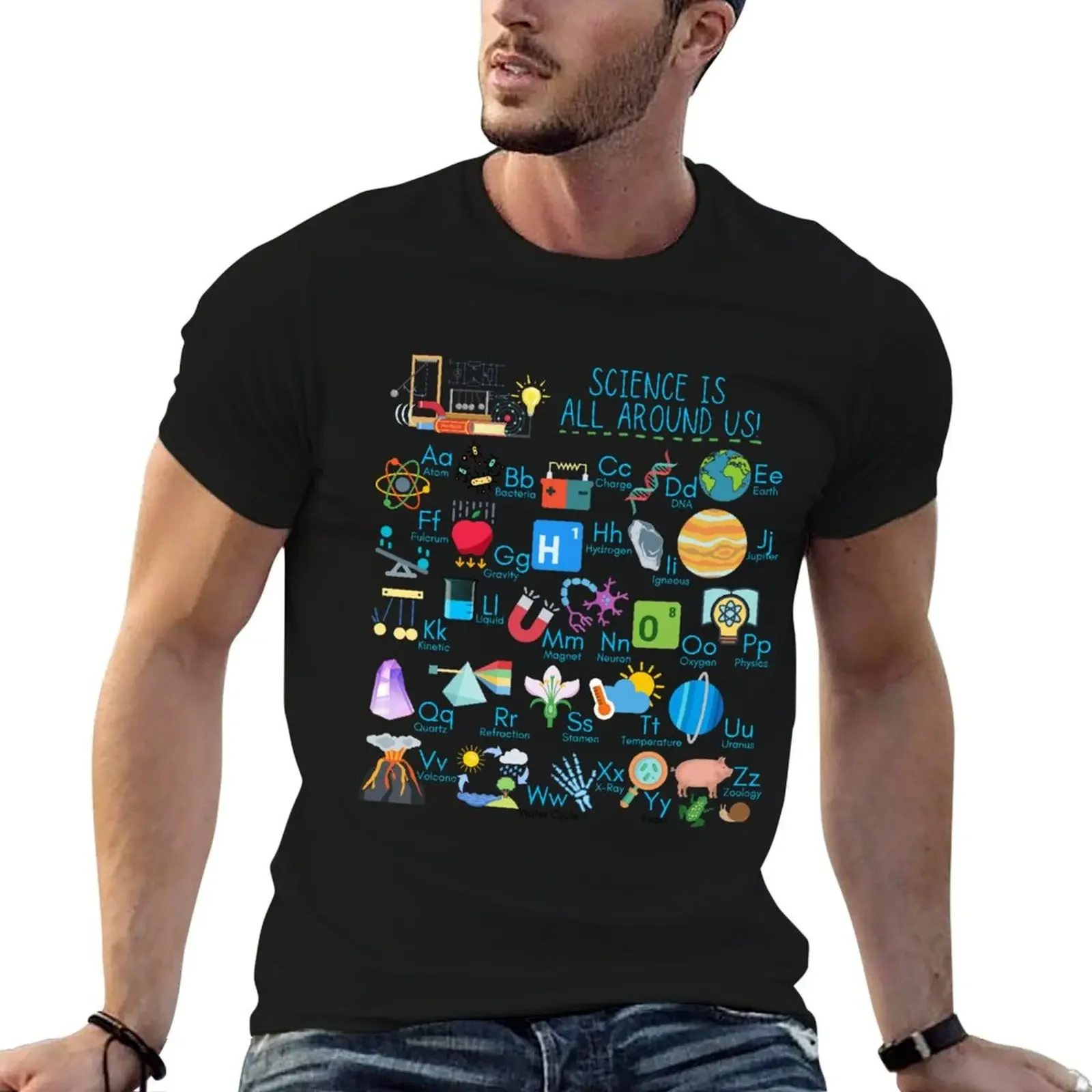 Science is All Around Us Science Alphabet for Science Teachers T-Shirt quick drying anime t shirts luxury clothes men