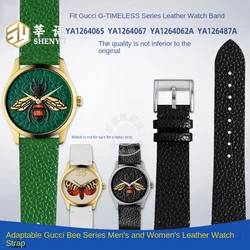 Shenyu For GUCCI G-TIMELESS YA1264065 YA1264067 Burt's Bee Embroidered Green Leather strap Men and Women Bracelet Accessories