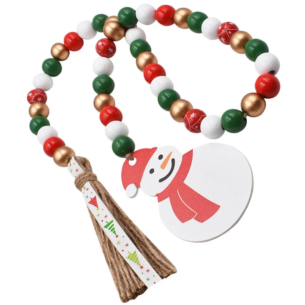 

Christmas Wood Bead Garland Tassels Rustic Hanging Ornament Xmas String Decor Home Party Adornment Christmas Wood Bead Garland