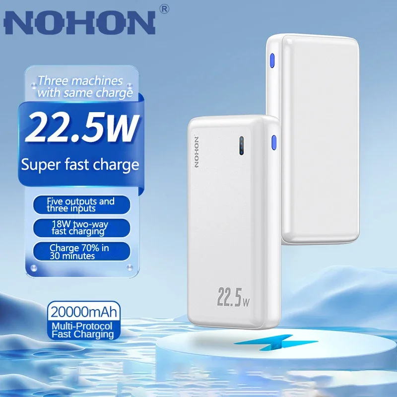 

NOHON Power Bank Quick Charge For iPhone Xiaomi Samsung Huawei Mini Power Banks Fast Charging PowerBank Portable 20000mAh 22.5W