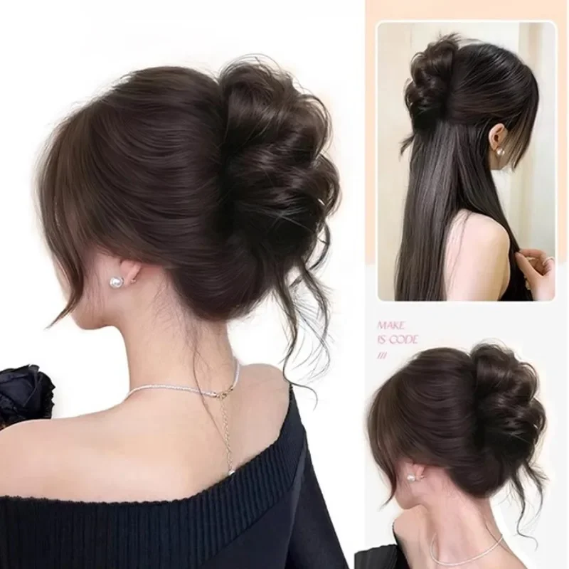 Elegante bocciolo di fiore parrucca sintetica fermaglio per capelli moda drago barba capelli clip-in parrucca da donna estensioni dei capelli