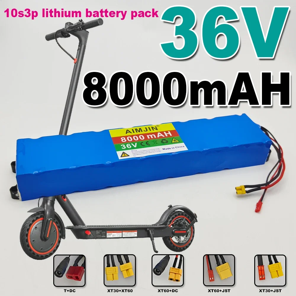 NEW 36V 8.0Ah 18650 Rechargeable Lithium Battery Pack 10S3P 500W High Power Modified Bicycle Scooter Electric Vehicle with BMS